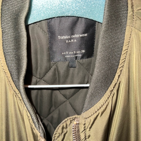 Olive Green Zara Bomber Jacket - Picture 2 of 2